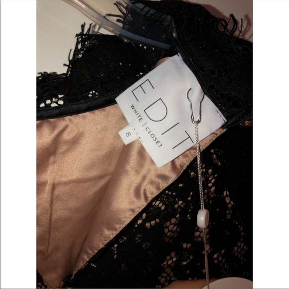 BOUTIQUE DESIGNER WHITE CLOSET BLACK LACE DRESS - Picture 9 of 10